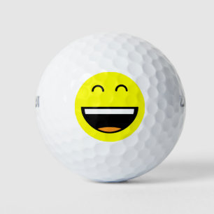 Balles De Golf Facile À Trouver Drôle Jaune Souriant Rire Emoji