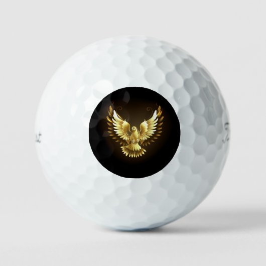 Balles De Golf Faux Gold Foil Peace Dove en noir (Recto)