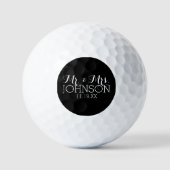 Balles De Golf Faveurs de mariage noir uni Mr & Mrs (Recto)