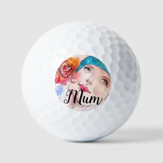 Balles De Golf Femme Rose Aquarelle Flower Mum Golf (Recto)