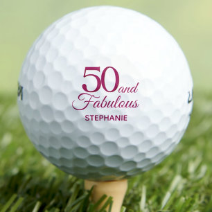 Balles De Golf Fête moderne 50e anniversaire 50 et fab simple ros