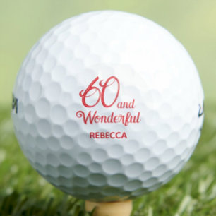 Balles De Golf Fête moderne 60e anniversaire rouge 60 ans simple