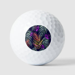 Balles De Golf Feuilles d'aquarelle tropicale, éclaboussure abstr