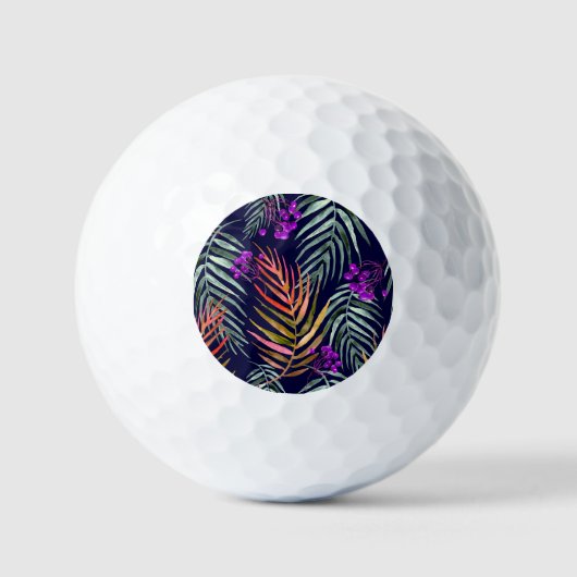 Balles De Golf Feuilles d'aquarelle tropicale, éclaboussure abstr (Recto)