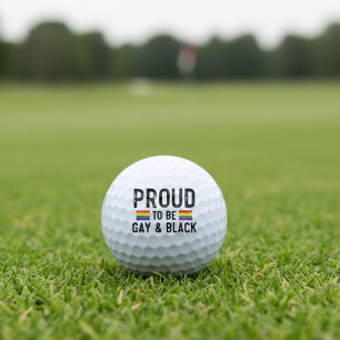Balles De Golf Fier d'être gay et Black Rainbow Pride