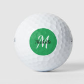Balles De Golf Fille mignonne Monogramme vert Nom + Initiale (Devant)