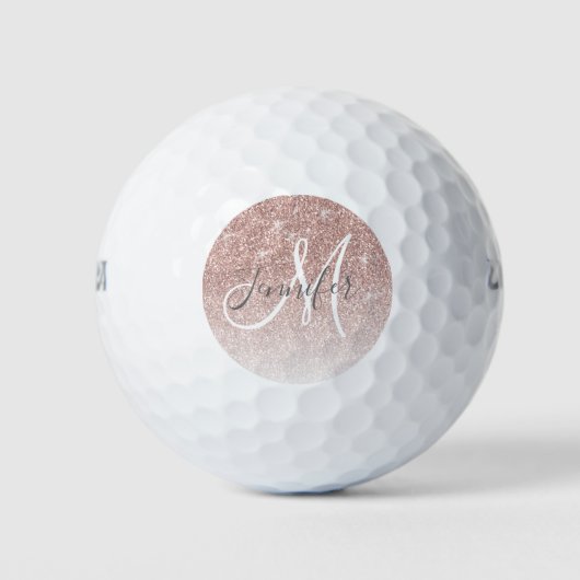 Balles De Golf Fille Rose Gold Parties scintillant Étincelle Nom  (Devant)