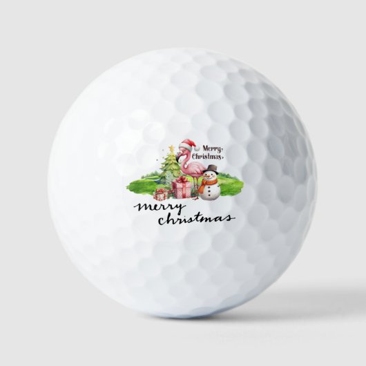 Balles De Golf Flamant rose avec Santa Hat (Recto)