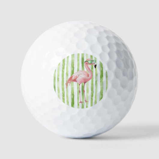 Balles De Golf Flamant rose rose avec lunettes de soleil Grandes  (Recto)