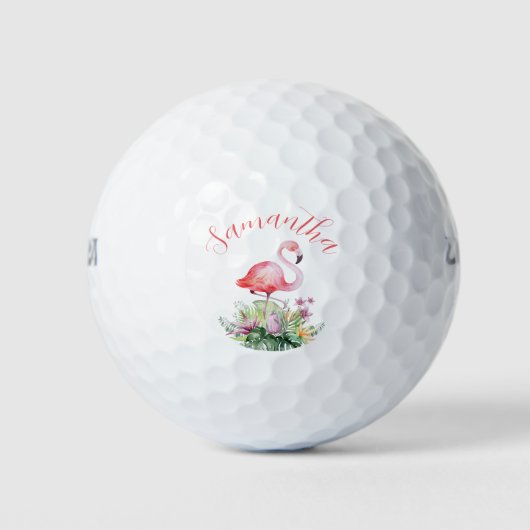 Balles De Golf Flamant rose rose personnalisé Tropical (Devant)