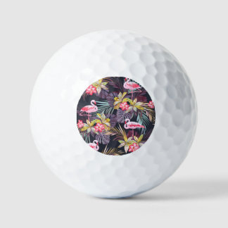 Balles De Golf Flamant rose Tropical : Motif sans couture d'été