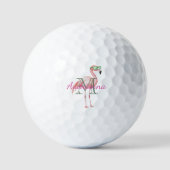 Balles De Golf Flamingo Rose Monogramme Nom (Recto)