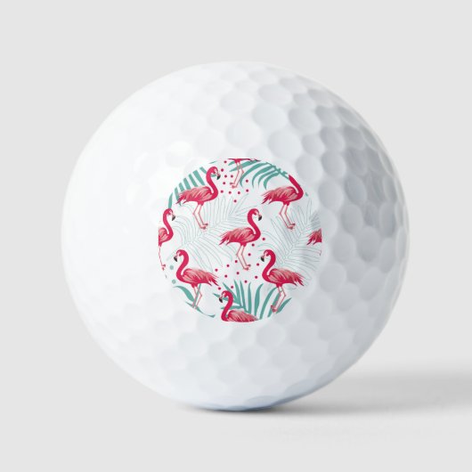 Balles De Golf Flamingo tropical et feuille, motif d'été. (Recto)