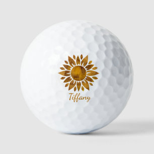 Balles De Golf Fleur aquarelle jaune orange ensoleillé saturé