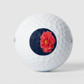 Balles De Golf Fleur de dahlia rose en bleu (Devant)