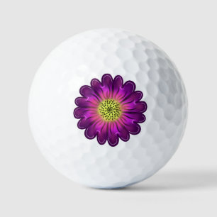 Balles De Golf Fleur de Dahlia Violet et Rose Néon Lumineux Perso