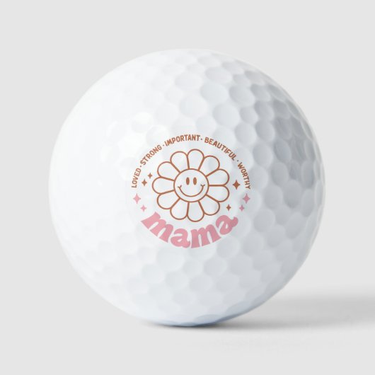 Balles De Golf Fleur de maman : aimée, forte, belle et digne (Recto)