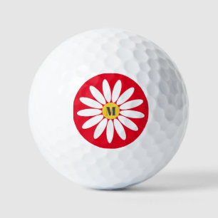Balles De Golf Fleur et rouge initial