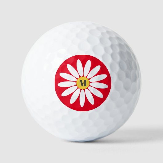 Balles De Golf Fleur et rouge initial (Recto)