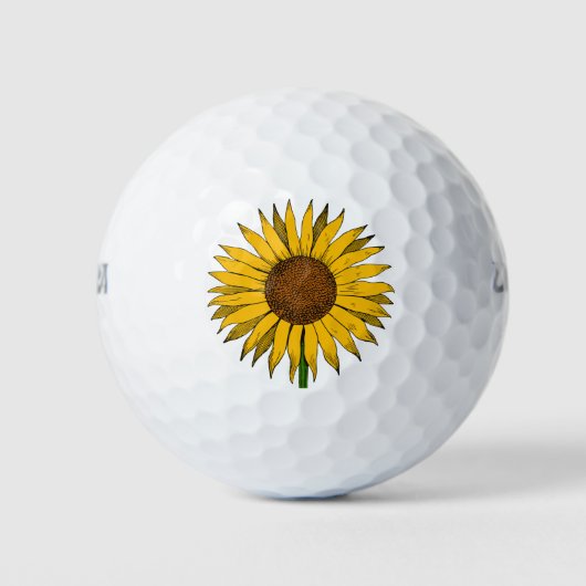 Balles De Golf Fleur jaune tournesol (Devant)