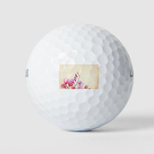 Balles De Golf Fleur Magnolia Aquarelle Ressort Floral Vintage
