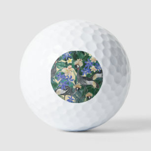 Balles De Golf Fleurs Bleues Plumeria, Aquarelle Sans Couleur.