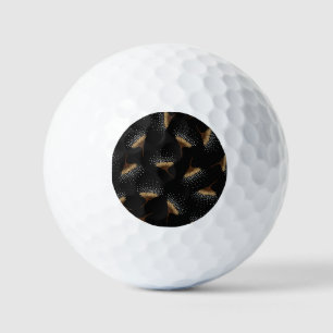 Balles De Golf Fleurs Brown, arrière - plan noir sans soudure.