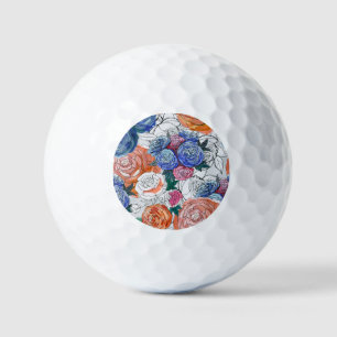 Balles De Golf Fleurs colorées : Vibrant Motif sans couture
