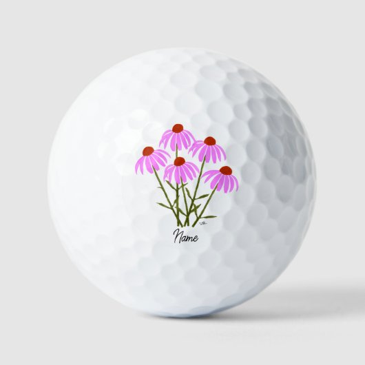Balles de Golf Fleurs de Coneflower Violettes Avec (Recto)