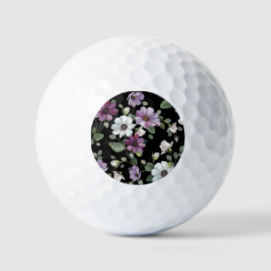 Balles De Golf Fleurs De Cosmos Élégantes : Aquarelle Sans Couleu