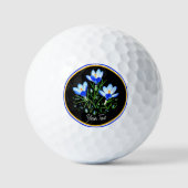 Balles De Golf Fleurs de Crocus avec texte sur fond noir (Recto)