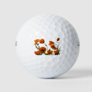 Balles De Golf Fleurs de pavot orange aquarelle motifs floraux