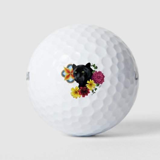 Balles De Golf Fleurs de Portrait Jaguar Noir (Devant)