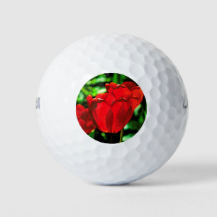Balles De Golf Fleurs de tulipes rouges