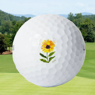 Balles De Golf Fleurs d'eau jaune de tournesol
