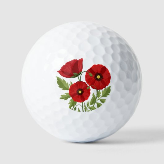 Balles De Golf Fleurs d'été joyeuses floraison de pavot (Recto)