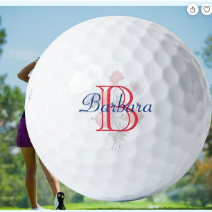 Balles De Golf Fleurs Élégantes Personnalisées Nom et Monogramme