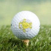 Balles De Golf Fleurs jaunes et grises avec monogramme (T-shirt Insitu)