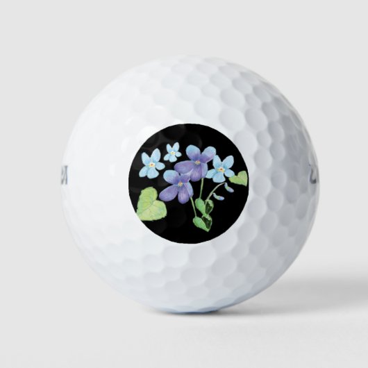 Balles De Golf Fleurs violettes sauvages Illustration noir (Devant)
