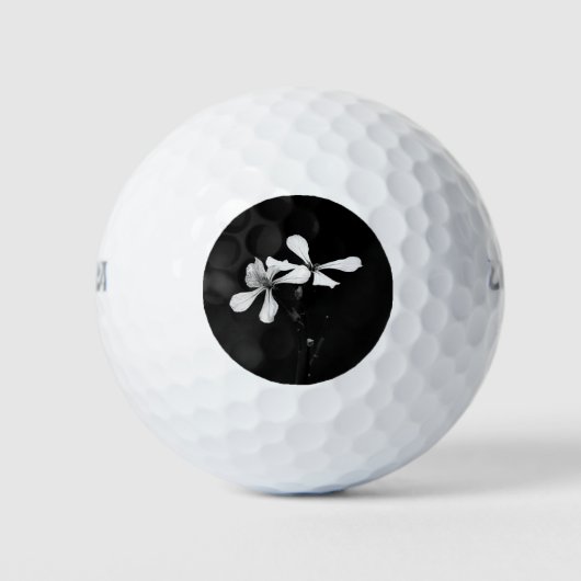 Balles De Golf floral noir et blanc minimal (Devant)