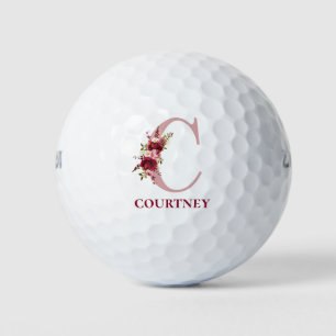 Balles De Golf Floral rose pâle Premier C Monogramme