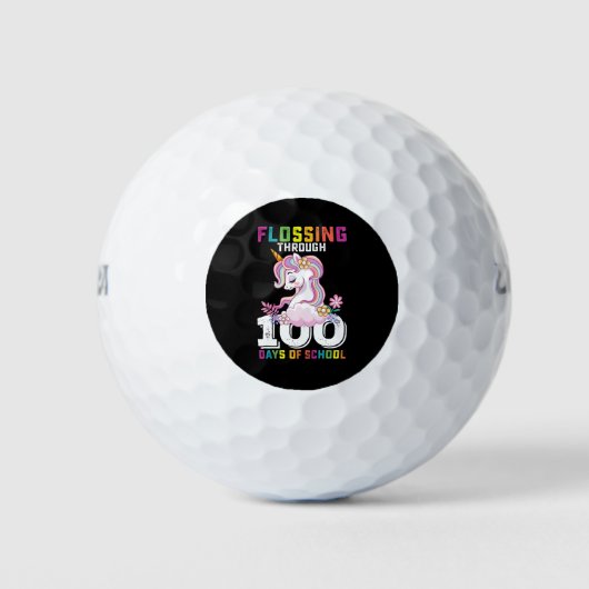 Balles De Golf Flossing through 100 Days of School Unicorn (Devant)