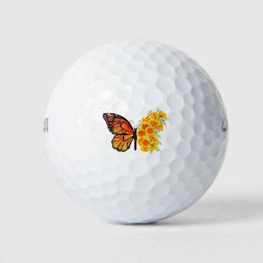 Balles De Golf Flower Butterfly with Yellow California Poppy (Devant)