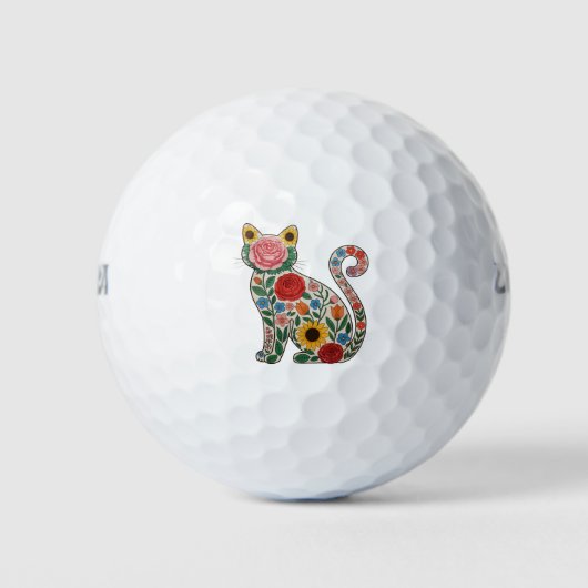 Balles De Golf Flower Cat Wildflowers Kitten Lover (Devant)