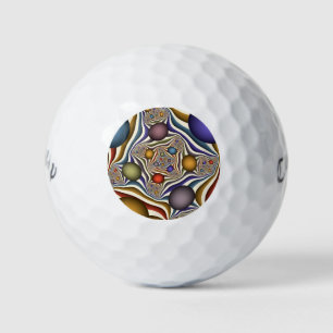 Balles De Golf Flying Up, Colorful Moderne Art Fractal Abstrait