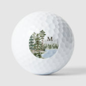 Balles De Golf Forêt de pins verts et lac monogrammés (Recto)