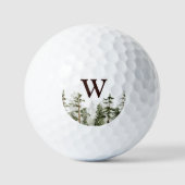Balles De Golf Forêt Verte Rustique Monogramme Aquarelle (Recto)