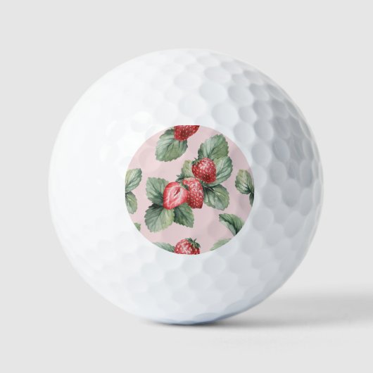 Balles De Golf Fraises mûres d'été : Aquarelle rose (Recto)
