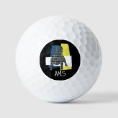 Balles De Golf Français Buldog Amusant Monogramme Silhouette Noir (Recto)