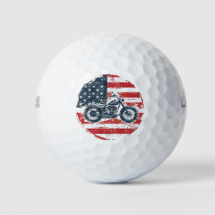 Balles De Golf Freedom Ride : Moto rétro et drapeau américain
